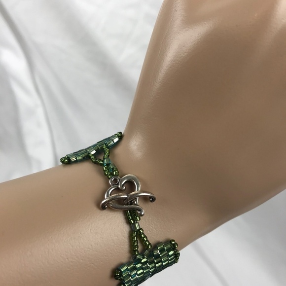 Handmade Green Beaded Boho Bracelet NEW! - Picture 3 of 6